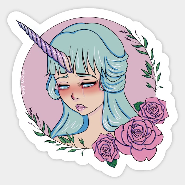 Sad Unicorn Sticker by Sheep Scribbles